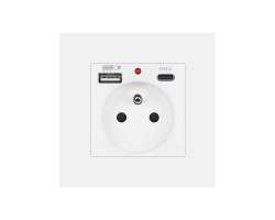 Zsuvka 230V+USB+USB C 5V/2,1A vetn rmeku, plast bl - 276 K