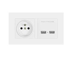 SRAN Elektrick zsuvka 230V+2*USB 5V/2,1A v rmeku 147mm, plast bl - 148 K