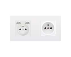 SRAN Elektrick zsuvka 2x230V+2xUSB 5V/2.1A plast bl vetn rmeku - 226 K