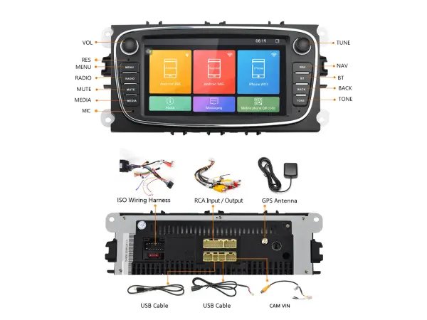 autoradio 7" q3196kt  android 8.1 - podpora bt gps wifi pro ford focus mondeo c-max