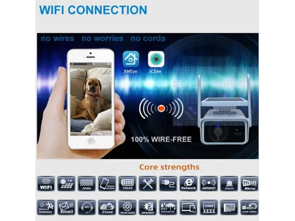 wifi solarni kamera  xm-922 4mpx p2p 2 baterie app. icsee