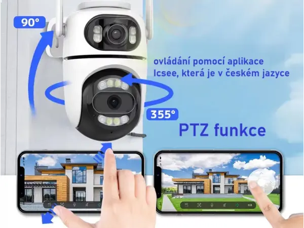 5v p2p kamera ptz xm-232 se dvema objektivy 2x2mpx