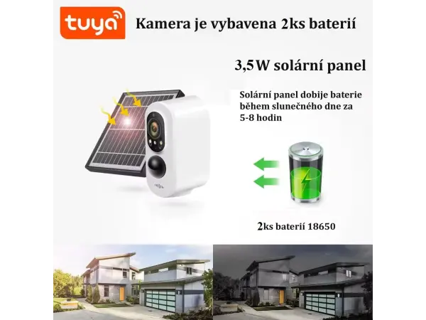 wifi p2p ip kamera tuya pst-sdw-2-s 2mpx 2ks baterie se solarnim panelem
