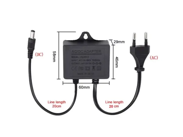 12v 2a dc 5,5/2,1mm adapter pro ptz kameru cerny