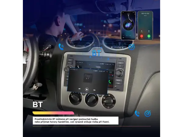 autoradio a3718bk android 13, 7"lcd - carplay, android auto, 2gb ram, 64gb rom, bt, wifi, gps, eq fm rds pro ford transit fiesta focus galaxy