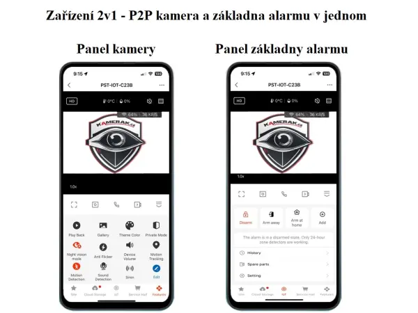 wifi chytry domovni bezdratovy alarm pst-iot-c23b s kamerou  pro android,ios