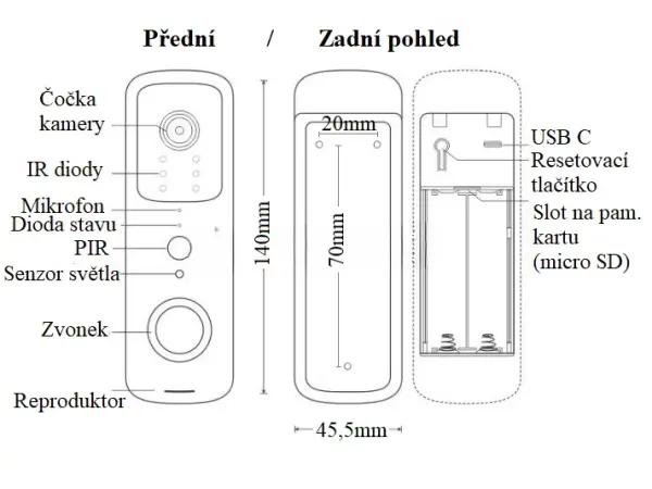 wifi tuya video zvonek pst-t30 white