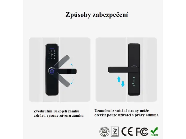 wifi inteligentni zamek tuya pst-x5 s klavesnici a otiskem prstu + zamek 5050, android/ios