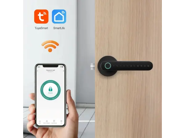 tuya smart dverni zamek s cteckou otisku prstu bluetooth pst-t8