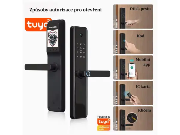 tuya smart dverni zamek s intercomem cteckou otisku prstu, s kamerou 1,3mp pst-k1 pro max