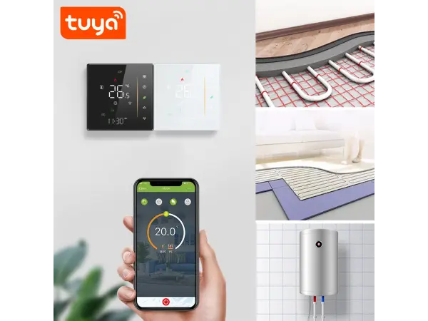 digitalni programovatelny pokojovy inteligentni termostat 006gcv pro ovladani plynoveho kotle nebo bojleru tuya cerny