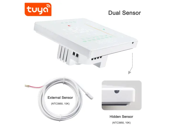 digitalni programovatelny pokojovy inteligentni termostat 006gcw pro ovladani plynoveho kotle nebo bojleru tuya  bily