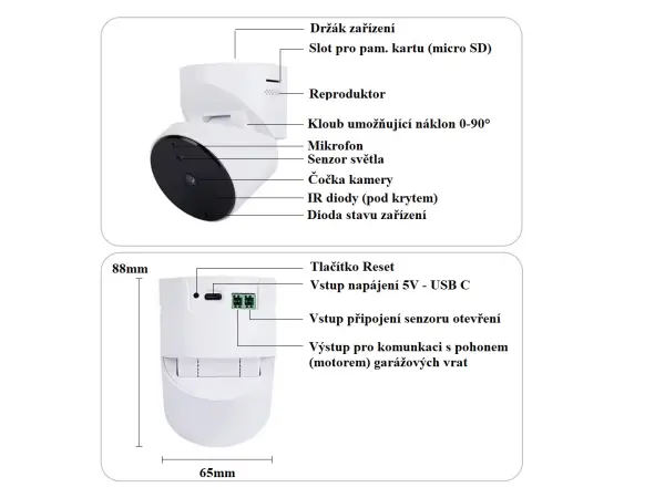tuya wifi inteligentni spinac garazovych vrat s kamerou pst-wgd002