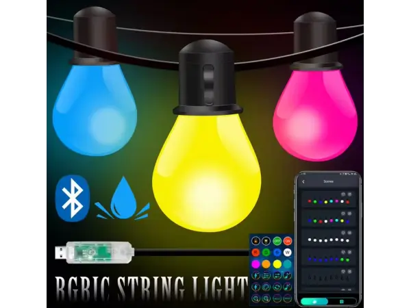 tuya smart wifi g40w venkovni svetelny retez s magickymi barvami - 15m