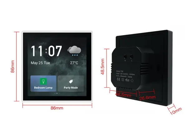 tuya chytry ovladaci dotykovy display s branou smoot air zigbee pst-t6e, bily 