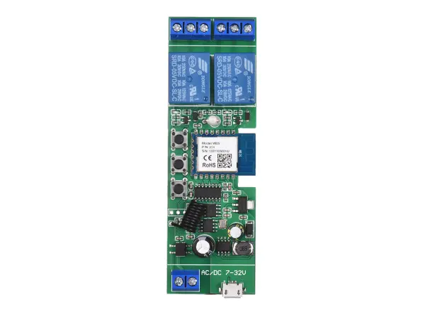 tuya smart 2kanalovy spinac wi-fi+rf 433mhz prijimac 7-32v pst-tywr-2ch+rf