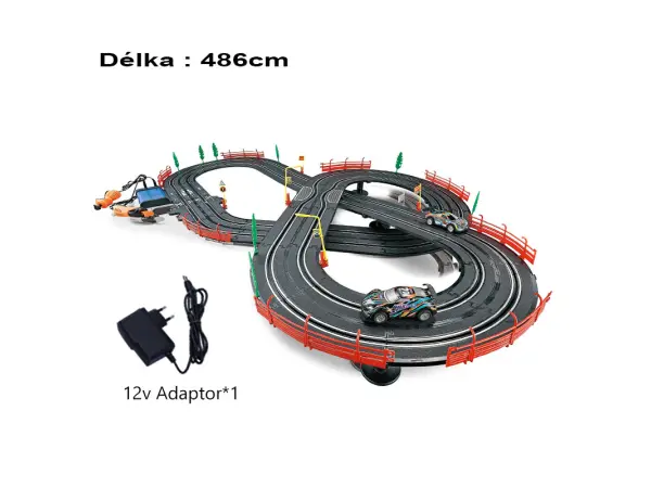 detska autodraha top turbo a51-7b rally 3v1, delka 486 cm