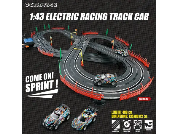 detska autodraha top turbo a51-7b rally 3v1, delka 486 cm