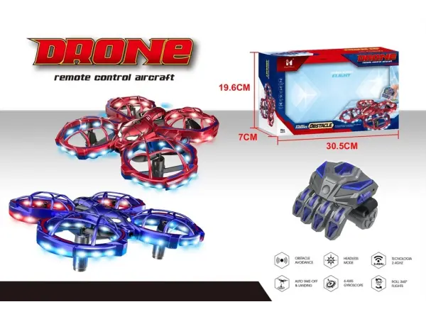 rc minidron lh-x91 spider s ovladanim gesty a naramkovym ovladacem | snimac prekazek | led osvetleni | dron pro zacatecniky - cerveny