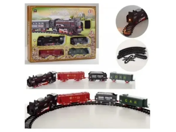 klasicky cerny vlacek jhx3306 na baterie s vagony a kolejemi (19 dilu)