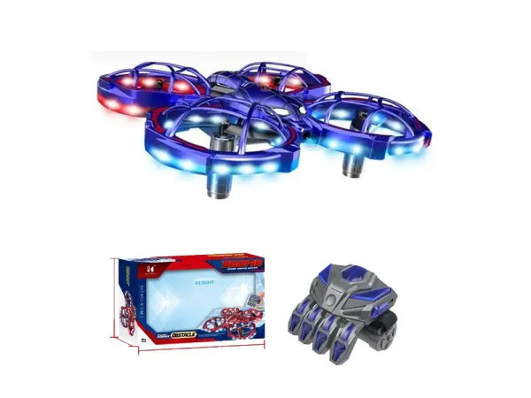 rc minidron lh-x91 s gesto ovladanim a naramkovym ovladacem | snimac prekazek | led osvetleni | dron pro zacatecniky - modry