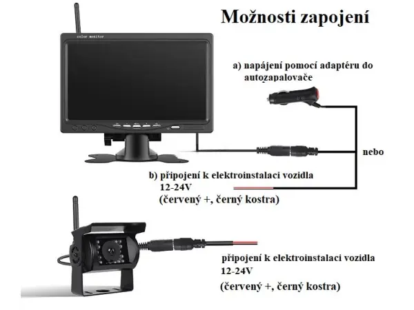 wifi parkovaci set truck a4007, 1x 18led kamera s lcd 7" splitscreen monitorem