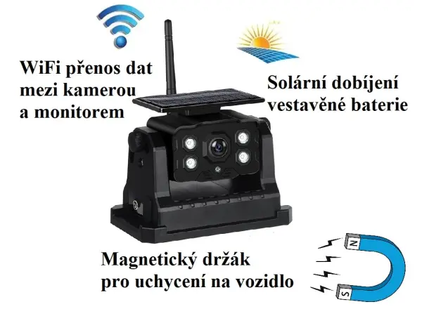 wifi parkovaci set truck a3485 ips monitor 7" se solarni bezdratovou kamerou s magnetem