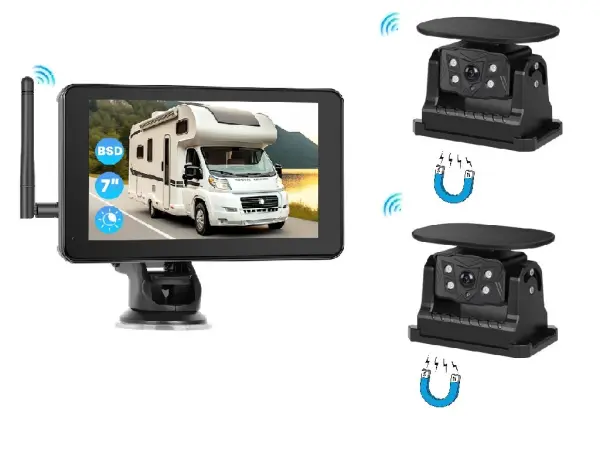 wifi parkovaci set truck a3999, dotykovy lcd 7" splitscreen, 2x solarni kamera s magnetem
