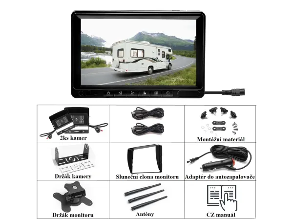 wifi parkovaci set truck bus trailer k0232 2 wifi kamery + 7" lcd split