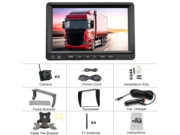 wifi parkovaci set truck z2091 2 wifi kamery + 7" lcd split, wifi dosah az 50m