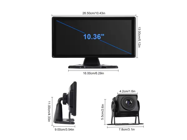 parkovaci set truck a3374, 10,36" hd displej + 4x zadni kamera pro android auto