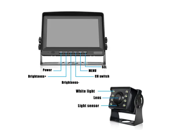 parkovaci system truck z2109 bus lcd 8" split screen s 2x ahd kamerou 12/24v +15 a 5m kabel