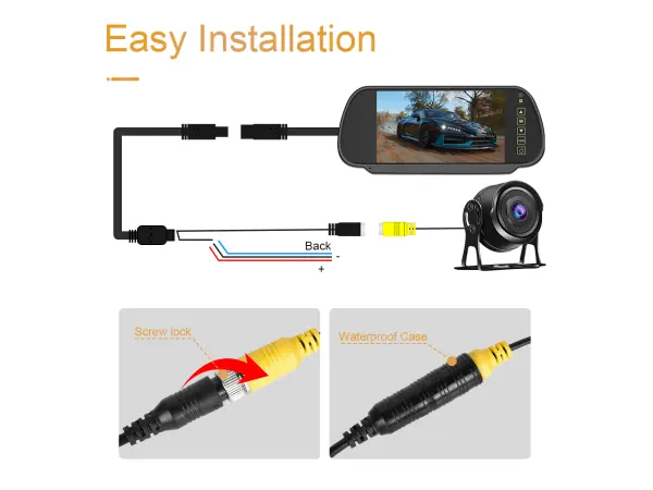 parkovaci set a3005, 7" lcd monitor ve zpetnem zrcatku  s 1080p hd kamerou pro autobusy/auta/kamiony