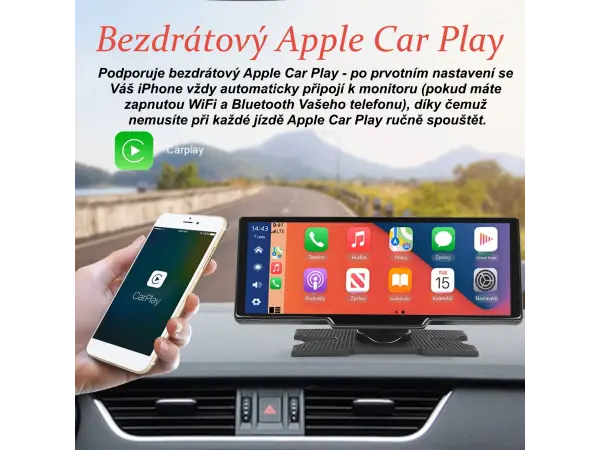 parkovaci set a3073, 9,3" hd mutimedialni displej s predni kamerou + 1x zadni kamera - android auto/carplay