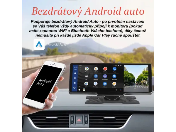parkovaci set a3073, 9,3" hd mutimedialni displej s predni kamerou + 1x zadni kamera - android auto/carplay