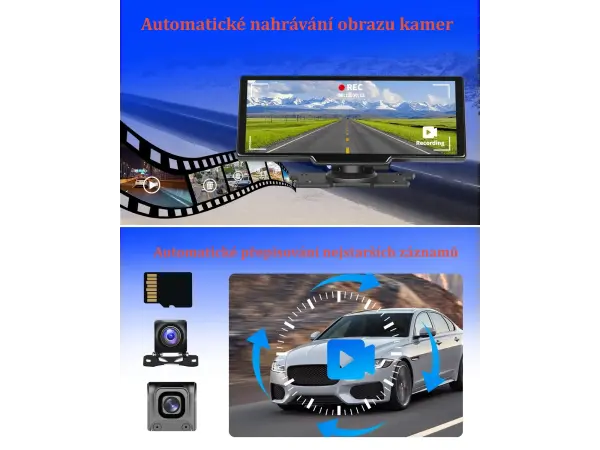 parkovaci set a3073, 9,3" hd mutimedialni displej s predni kamerou + 1x zadni kamera - android auto/carplay