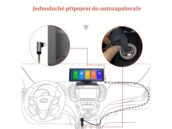 parkovaci set a3073, 9,3" hd mutimedialni displej s predni kamerou + 1x zadni kamera - android auto/carplay