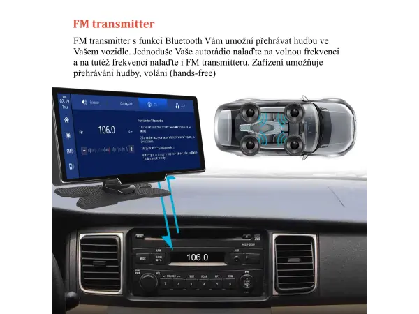 parkovaci set a3073, 9,3" hd mutimedialni displej s predni kamerou + 1x zadni kamera - android auto/carplay