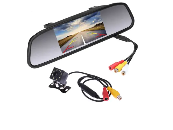 parkovaci set s lcd p0082 ve zpetnem zrcatku + parkovaci kamera k0196p  8 ir led