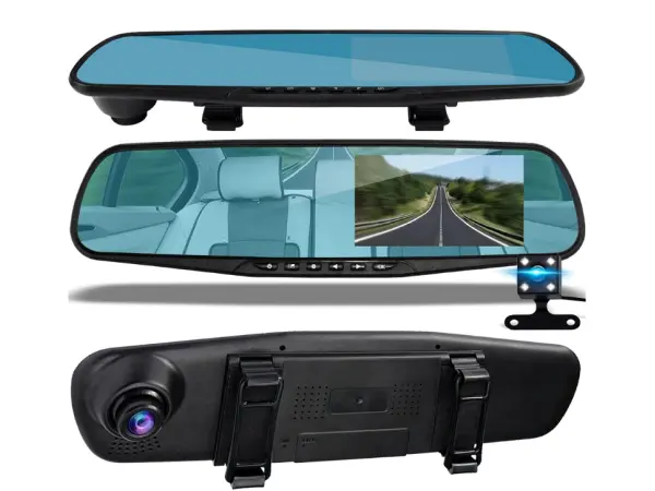 parkovaci kamera s lcd ve zpetnem zrcatku k0074a2 s fullhd 1080p predni kamerou