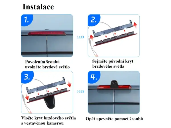 parkovaci kamera cvbs/ ahd v krytu brzdoveho svetla pro mercedes benz sprinter, vw crafter van 2006-2019