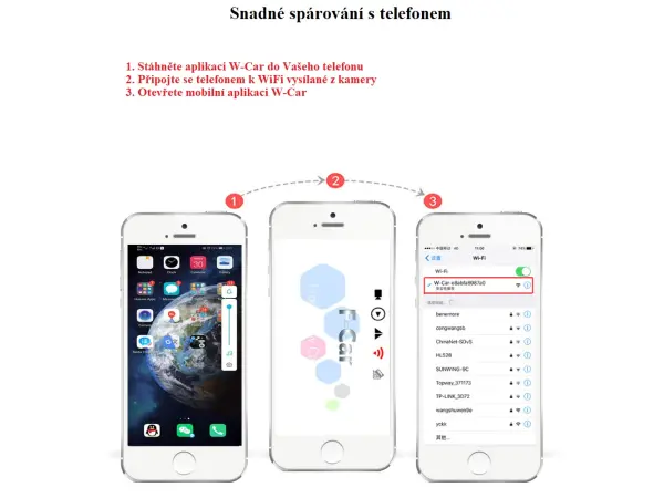 wifi 2,4ghz parkovaci kamera v spz aizzz007 pro w-car mobilni aplikaci