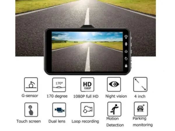 car dvr 4 lcd t2006 kamera do auta full hd 1080p + parkovaci kamera 4led