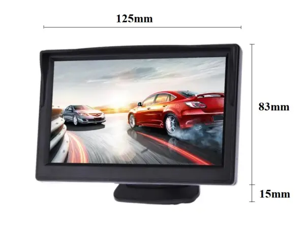 lcd 5"  monitor c0070 pro parkovaci kameru,  na palubku i s prisavkou na sklo