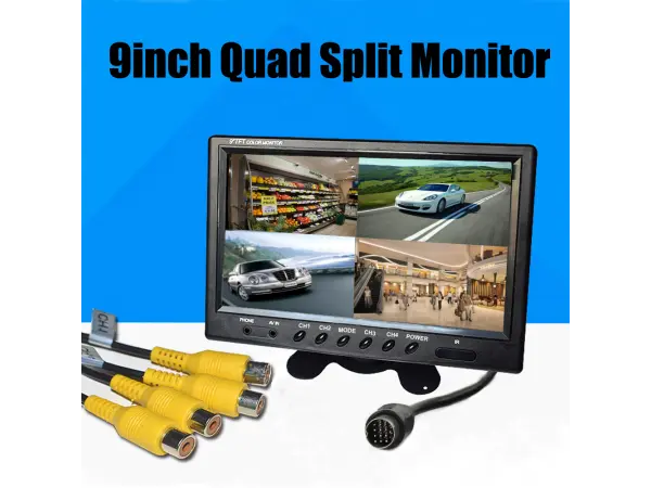 lcd 9" c0062 cinch split screen quad  4ch pro parkovaci kamery