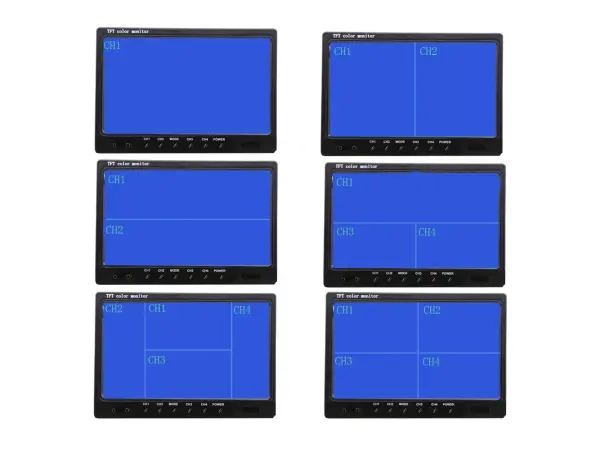 lcd 9" c0062 cinch split screen quad  4ch pro parkovaci kamery