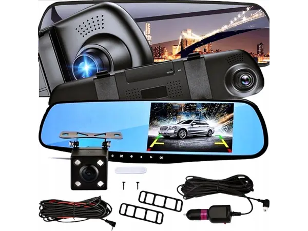 parkovaci kamera s lcd ve zpetnem zrcatku k0074a2 s fullhd 1080p predni kamerou