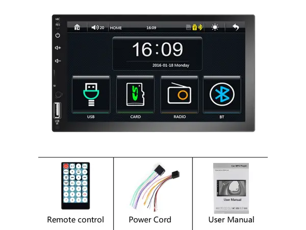 2din autoradio 7" touch screen, q3161, carplay, android auto, mp5, fm usb bt
