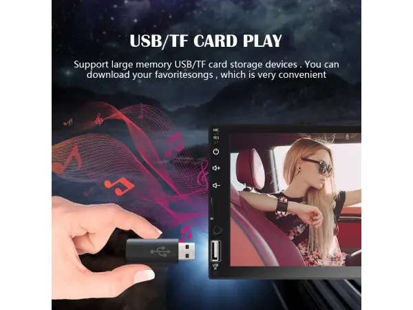 2din autoradio 7" touch screen, q3161, carplay, android auto, mp5, fm usb bt