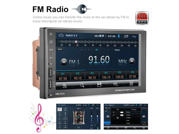 2din autoradio 7" a2838 android 9.1, prehravac s gps wifi bt fm phone link usb